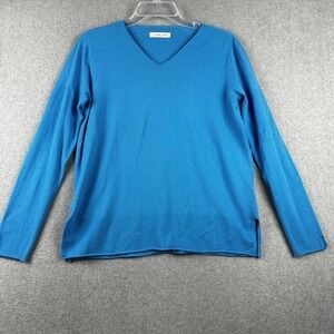 Alexandre Laurent Sweater Womens Blue V Neck Long Sleeve Pullover Made in Italy